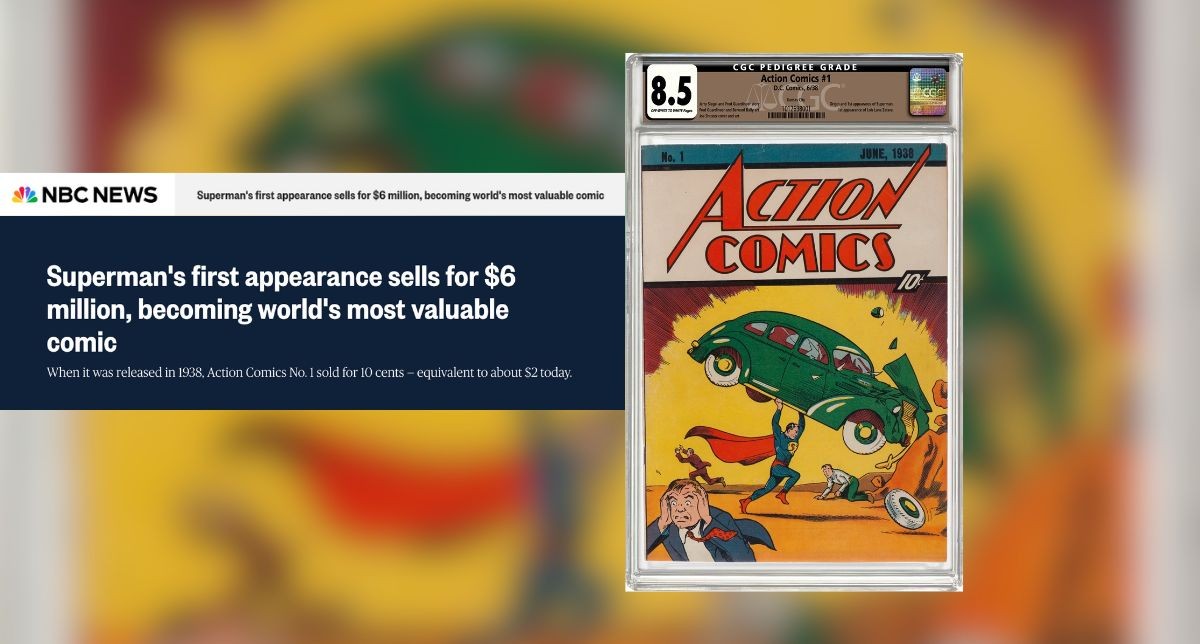 The June, 1938 cover of Action Comics.