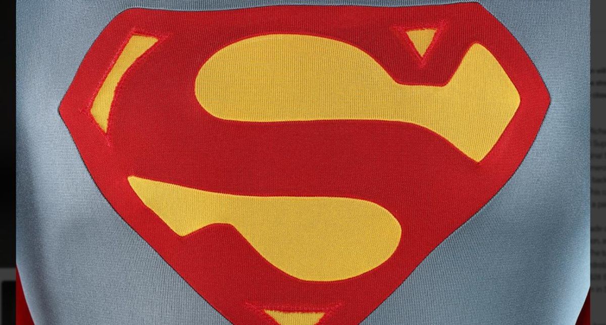 As seen on the original, screen worn Superman costume, the original logo from Superman I, 1978